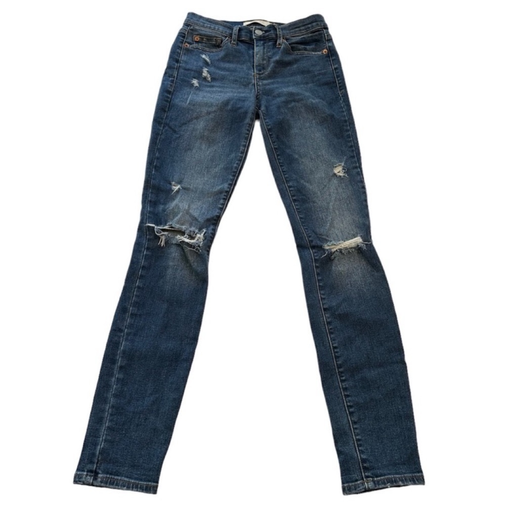 GAP Jeans True Skinny Distressed Mid Rise Medium Indigo Blue Women’s Size 25R